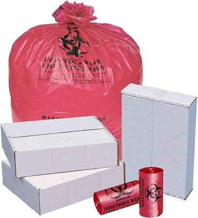 Biological Risk Waste Disposed Of In The Red Trash Bag At A